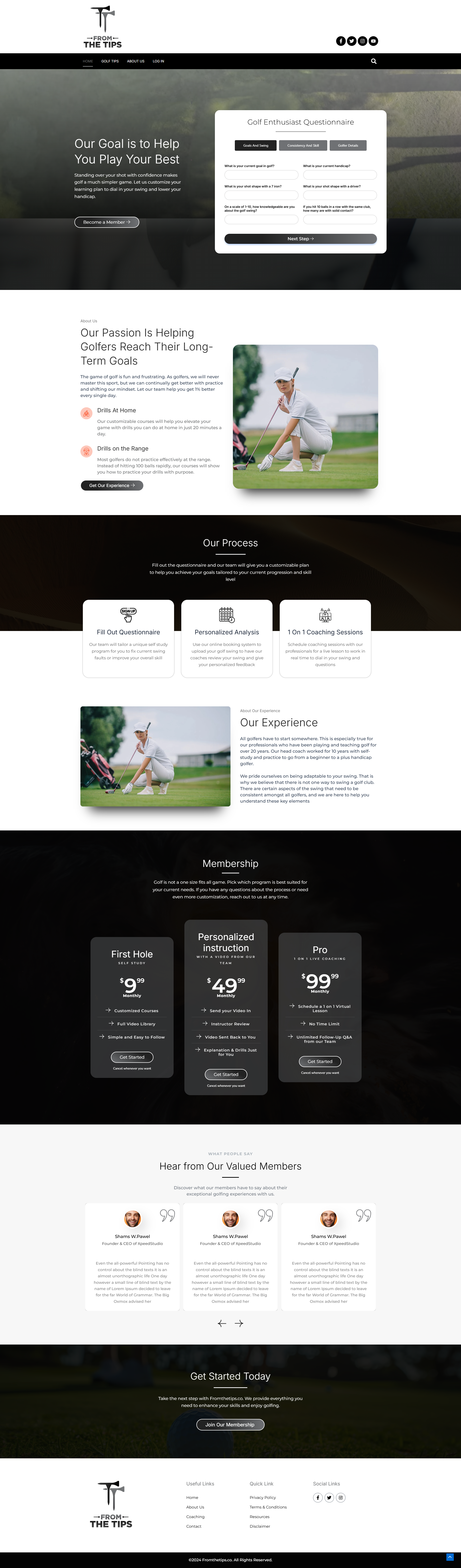 Portfolio project: Golf Training Platform, built with Wordpress, located in USA