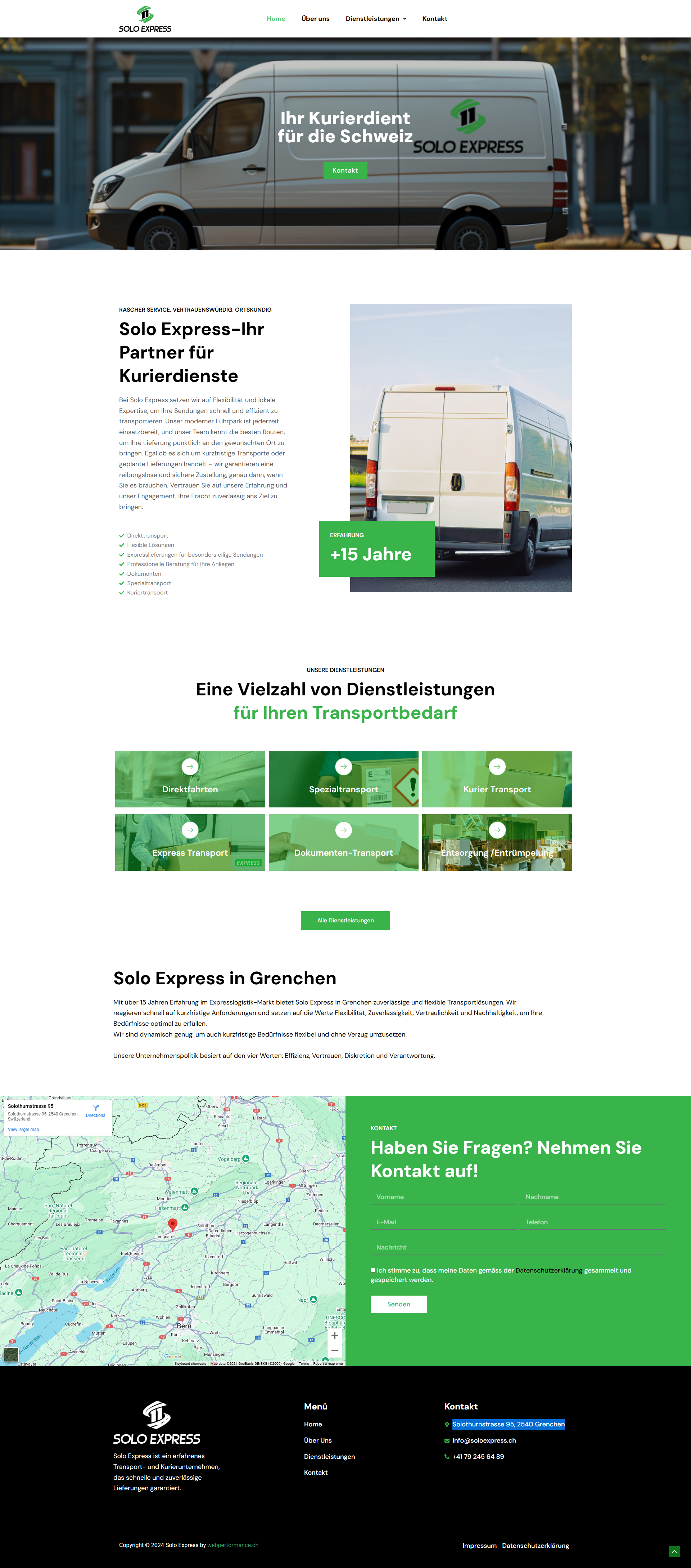 Portfolio project: Multilingual Courier Services Platform, built with Wordpress, located in Solothurnstrasse 95, 2540 Grenchen