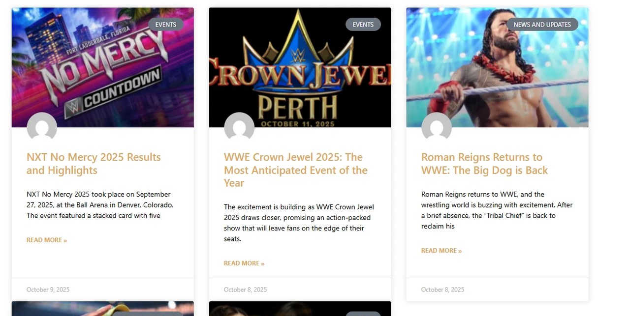 RankWrestling editorial blog section built by Devvista showing wrestler biography articles